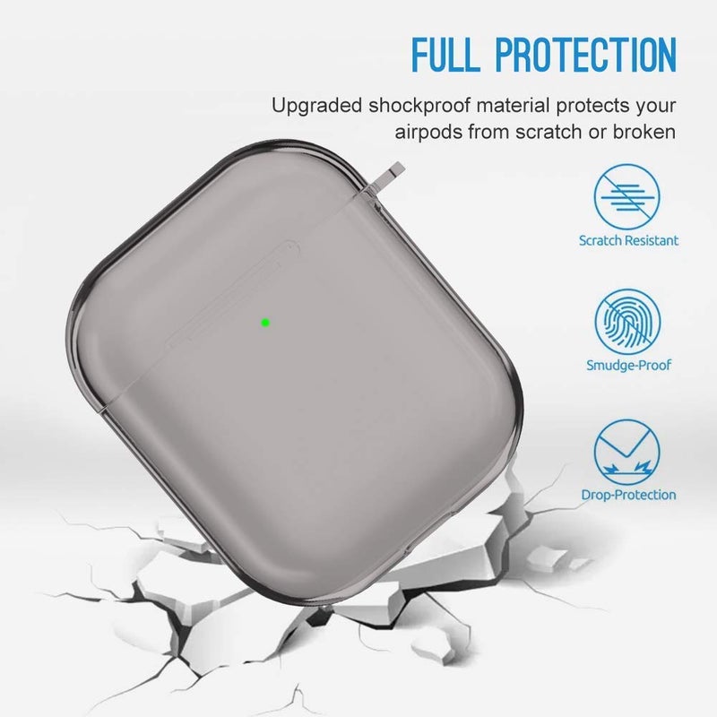 valkit Compatible AirPod Case Cover, Clear Airpods Case with Keychain Soft TPU Protective Cover Shockproof Case for Girls Women Men Compatible with Apple AirPods Charging Case 2 & 1 - Clear Black - Image 5